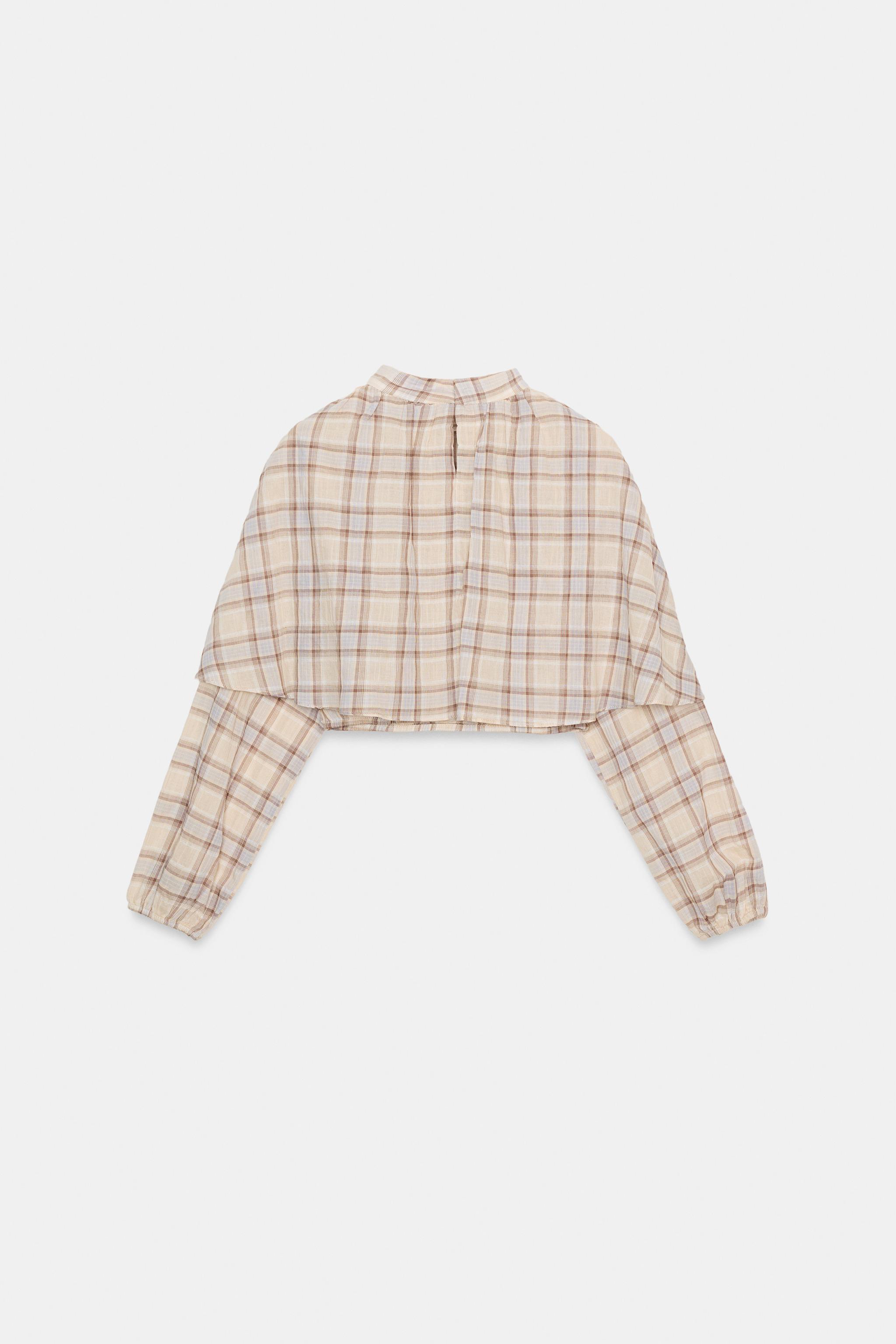 PLAID CAPE CROP TOP